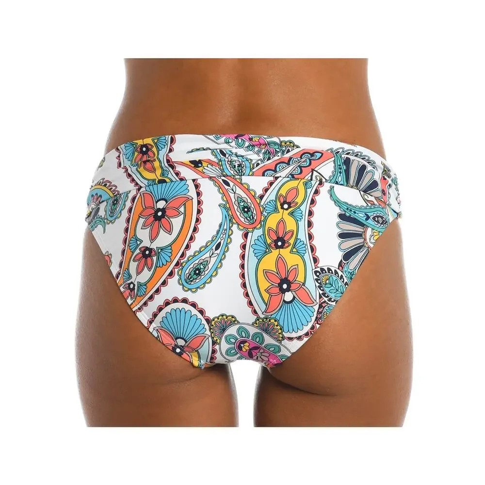 La Blanca White Paisley Print Bikini Bottom with Multicolor Accents